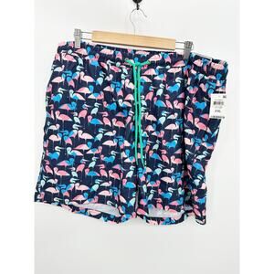 Club Room Regular Fit Quick Dry Navy Blue Stork Swim Trunks Men's Size XX-Large
